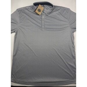Swannies Golf Polo XL White Navy Geometric Print Short Sleeve AOP NWT
